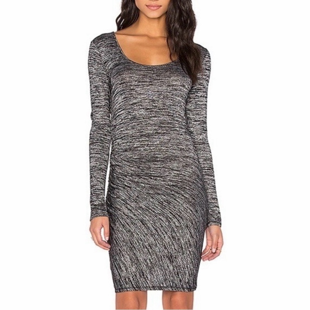 Rag & Bone Black Heather Twist Long-Sleeve Sheath Dress - S